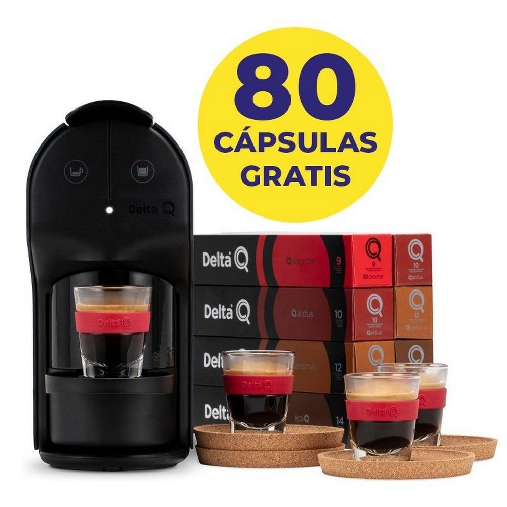 Cafetera de Cápsulas Delta Quick/ Negra Regalo 80 cápsulas